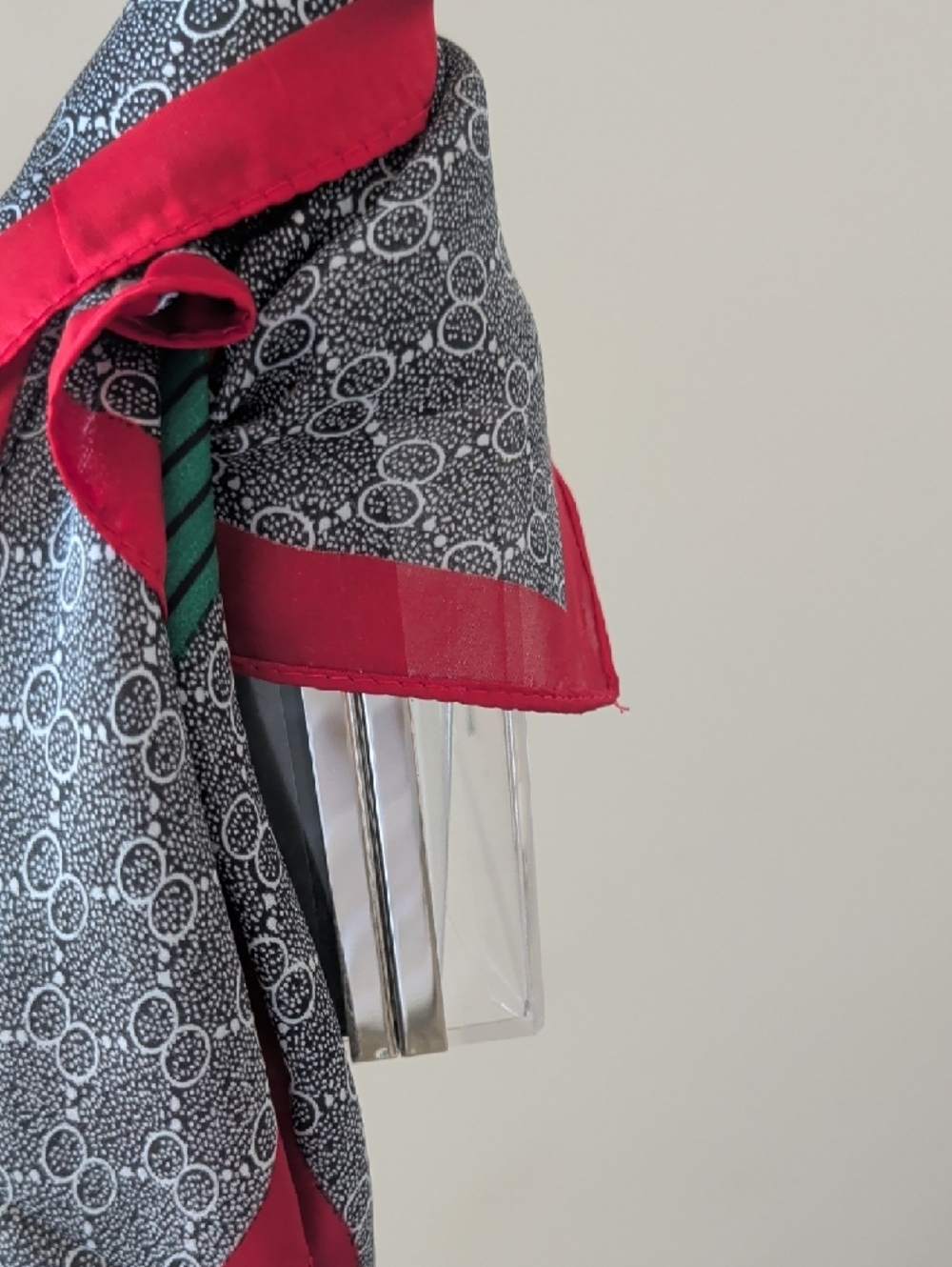 Black Box Upcycled Clutch with Red and Green Stripe - Picture 4 of 5